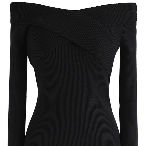 NWT Chicwish Off The Shoulder Knit Top Black Small - Picture 4 of 10